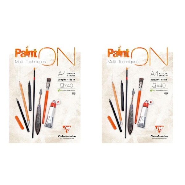 2PK Clairefontaine Paint'On Heavy-Weight Glued Creative Artist Pad A4 White