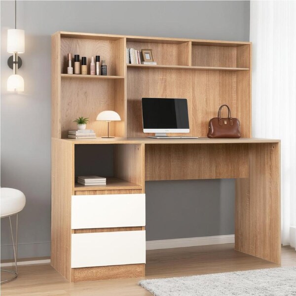 Computer Executive Desk Home Office Study Table Desktop Organizer Shelf Hutch