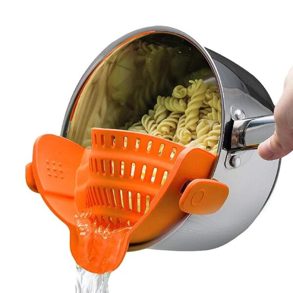 Nevenka Silicone Pasta Strainer Clip-On for Pots and Pans Heat Resistant Colander-Orange