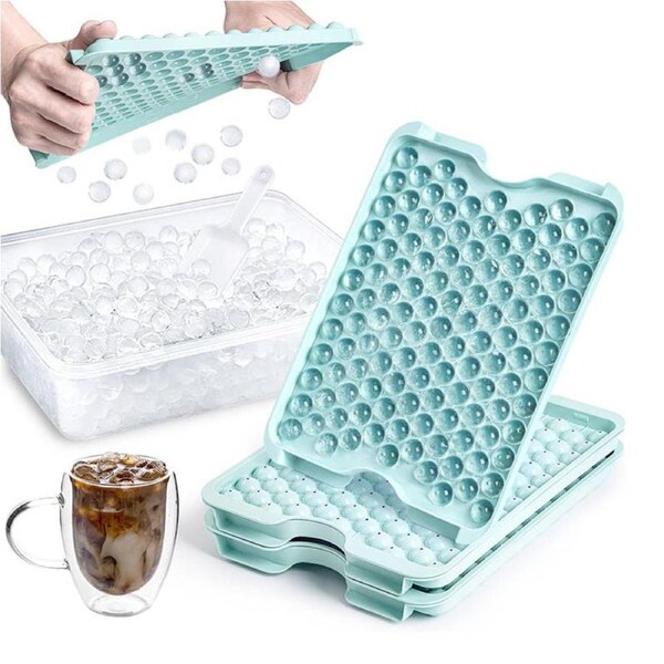 Nevenka 3 Pcs Mini Ice Cube Tray with Lid and Bin for Chilling Coffee Drinks