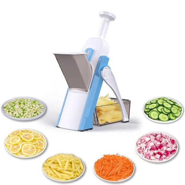 Nevenka 5 in 1 Mandoline Slicer Adjustable Thickness 0.1-8 mm for Fast Meal Prep-Blue