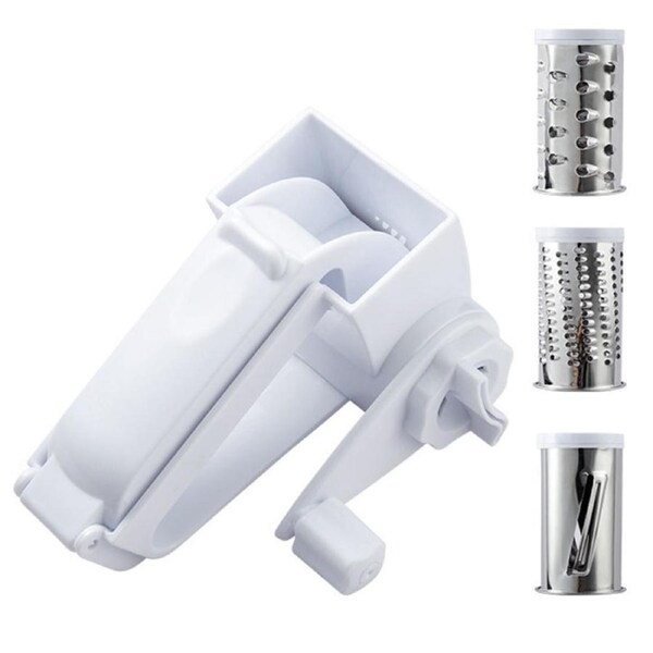 Nevenka 3 in 1 Rotary Cheese Grater with Handle for Chocolate Nuts Kitchen Gadget