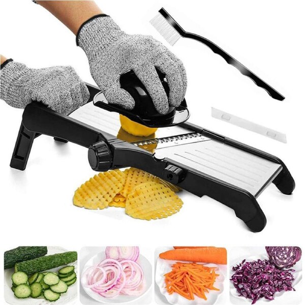 Nevenka 4 in 1 Mandoline Slicer with Adjustable Thickness for Potatoes Onions-1034