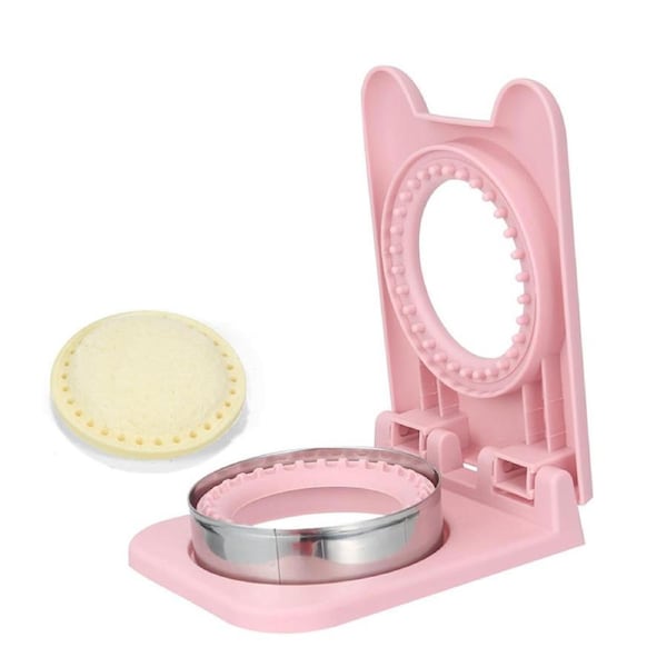 Nevenka Sandwich Cutter and Sealer Round Pocket for Kids Lunch Box Decor-Pink