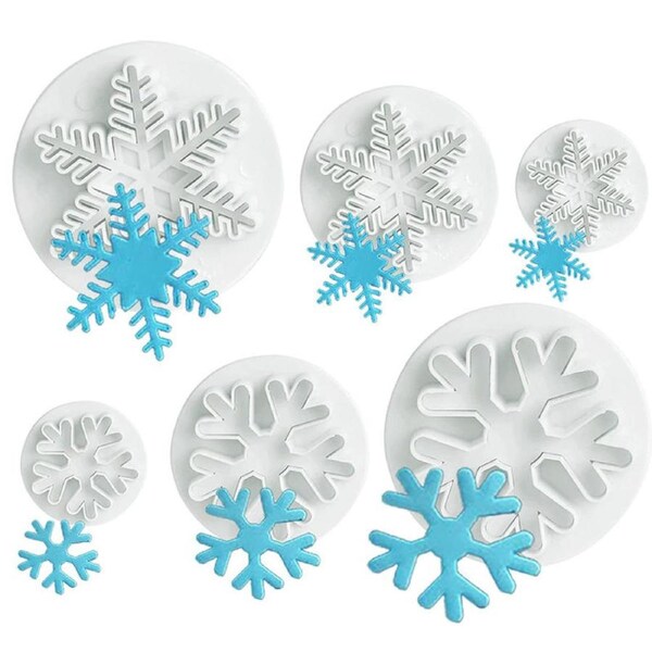 Nevenka 6 Pcs Snowflake Cookie Cutters Decorating Fondant Embossing Tool