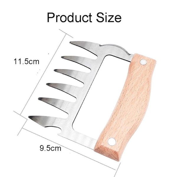 Nevenka 2 Pcs Meat Shredder Claws with Wooden Handle for Shredding Food-B