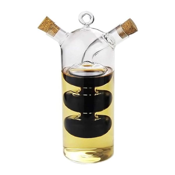 Nevenka 2 in 1 Oil and Vinegar Dispenser Transparent Dual Glass Bottle for Kitchen