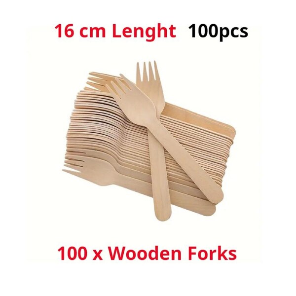 Wooden Fork 16cm 100 Pack
