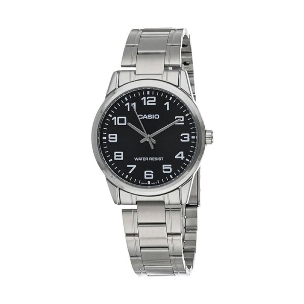 Casio MTP-V001D-1BUDF Mens Analog Quartz Watch Black Dial Silver Band