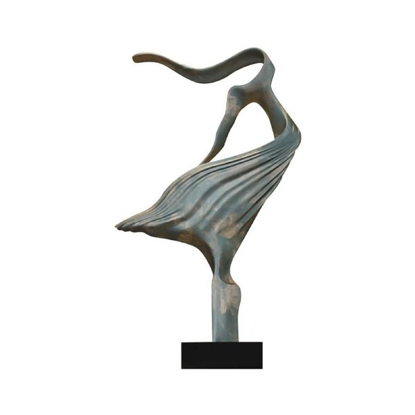 SOGA 65cm Gray Modern Abstract Dancer Sculpture with Black Base for Home Decor