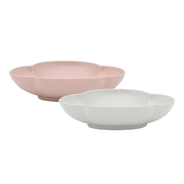 Ecology Bloom Set of 2 Oval Dip Bowls 12x16cm - Birch and Pink Salt