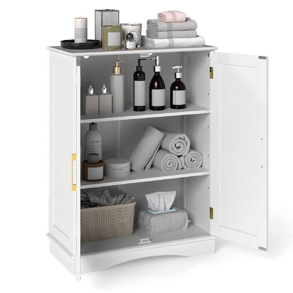 Giantex 80cm Bathroom Storage Cabinet 2-Door Cupboard Buffet w/Adjustable Shelves Kitchen Organizer Black