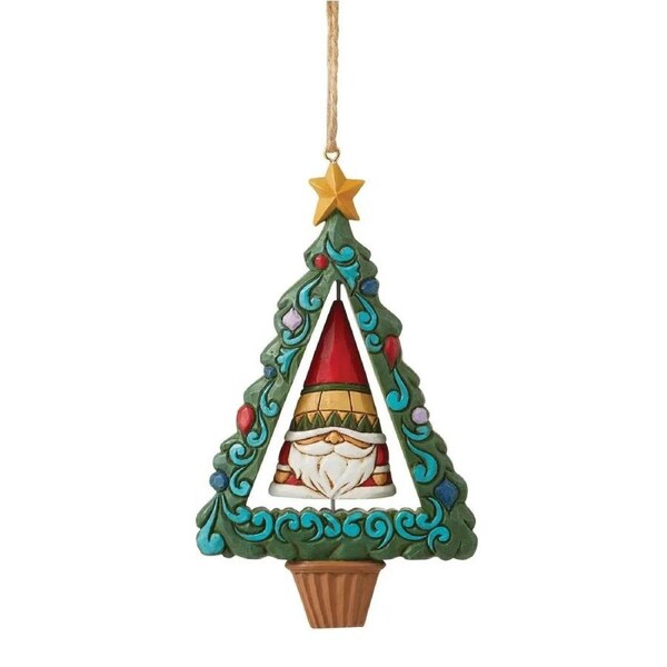 Jim Shore Heartwood Creek Gnomes - Rotating Gnome In Tree Hanging Ornament