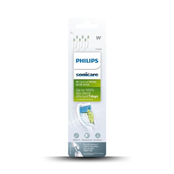 6pk Philips Sonicare W2 Optimal-White Standard Electric Toothbrush Heads White