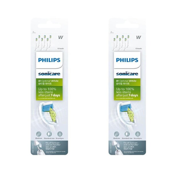 2x 6pk Philips Sonicare W2 Optimal-White Electric Toothbrush Heads White
