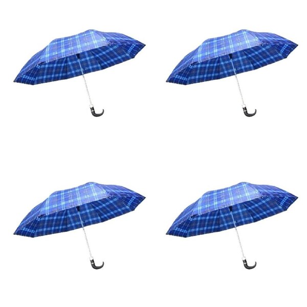 4PK Manual Folding J Style Umbrella Sleek & Modern Design Compact Size Assorted