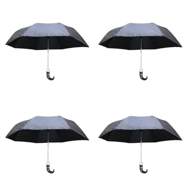 4PK Manual Folding J Style Umbrella Sleek & Modern Design Compact Size Black