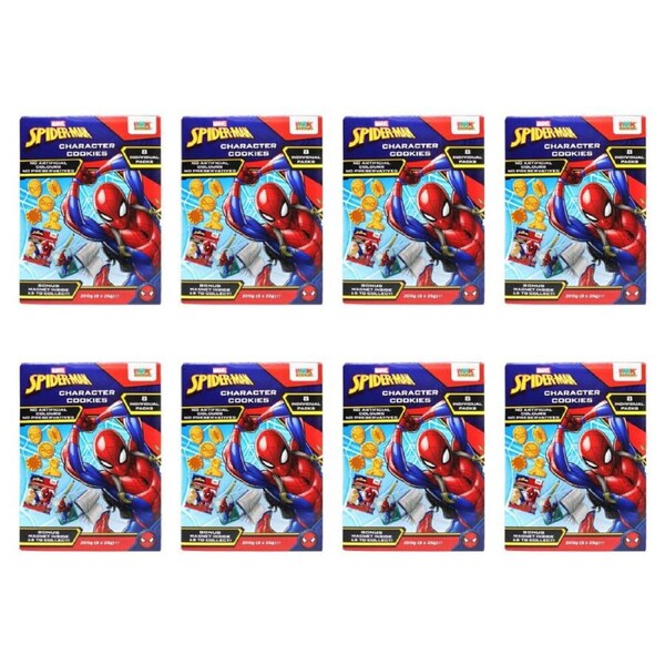 8PK 8x 25g Marvel Spiderman Character Cookies w/ Magnet Individual Pack