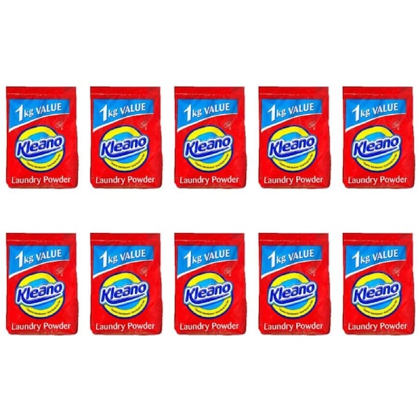 10PK Kleano Laundry Powder Detergent For Hot/Cold Wash Front/Top Loaders 1kg