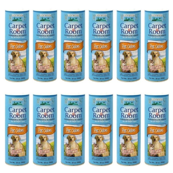 12PK Meadowoods Carpet & Room Pet Odour 2in1 Deodorizer Neutralizer Powder 568g