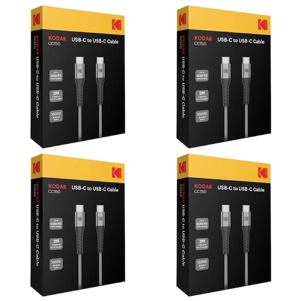 4PK Kodak CC150 USB-C Charging Cable Connector Cord For Android/Apple 2m Grey