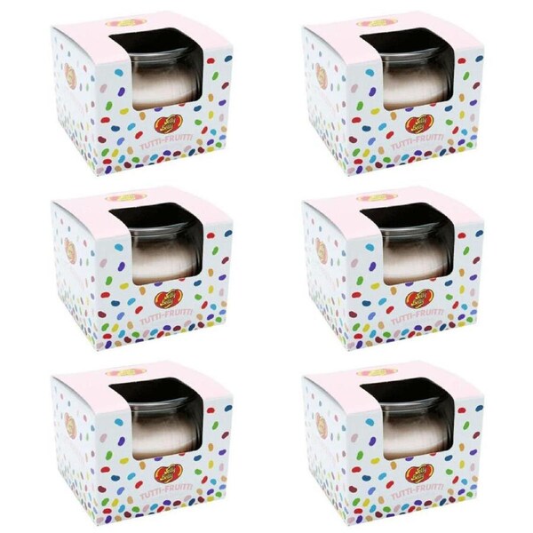 6PK Jelly Belly Tutti Frutti Scented Candle Pot Home Room Fragrance 85g Pink
