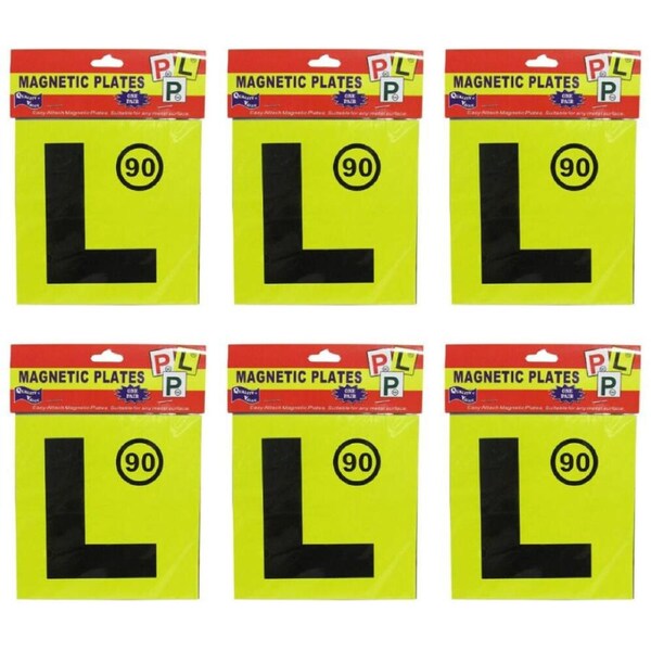 6x 2pc Magnetic Car License Plate Letter L Accessory Weather-Resist Yellow