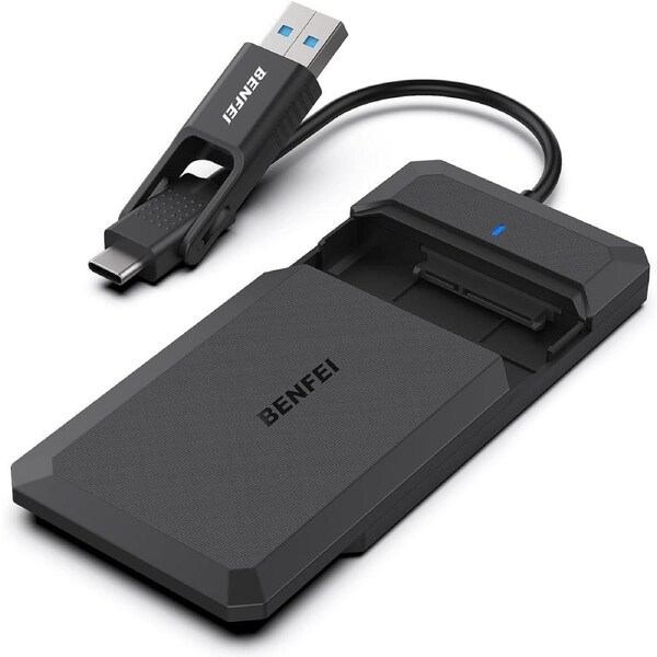 BENFEI 000346BK 2.5 Inch USB-C+USB-A to SATA Tool Free External Hard Drive Enclosure (Support UASP SATA III)