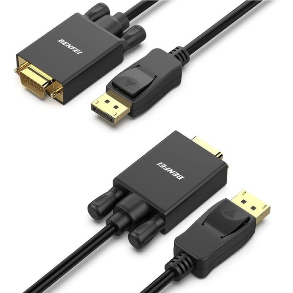 BENFEI 00106BK DisplayPort to VGA Cable (Male to Male) Gold-Plated 1080P 1.8M