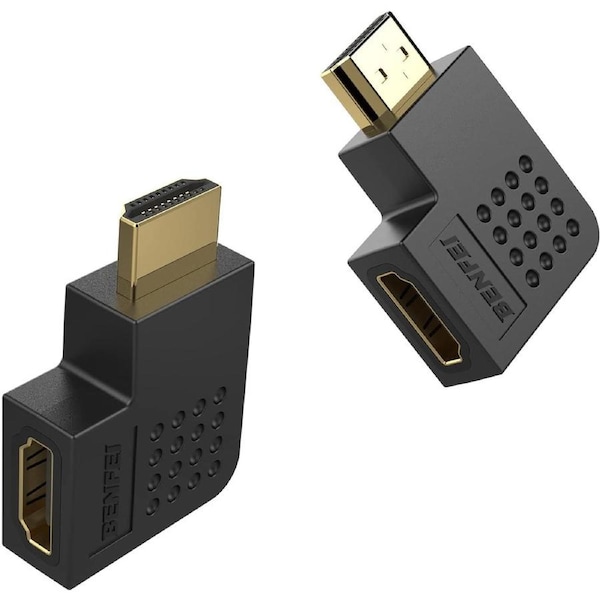 BENFEI 000338BK-2P HDMI Male to Female Right Angle 90 Degree Adapter x 2 Pack