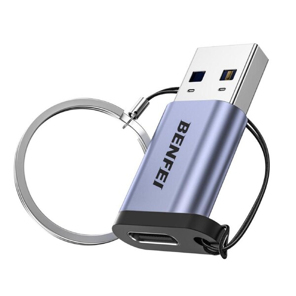 BENFEI 000407GY USB-A3.0 to USB-C Adapter Male to Female Supporting 5V 3A Charging and 10Gbps Data Transmit
