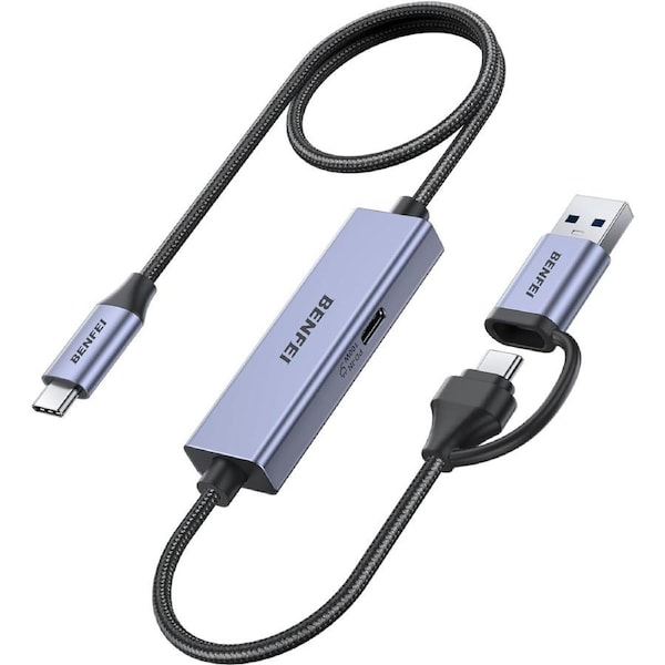 BENFEI 000408GY USB-C to USB-C+A + PD (100W) Video/Audio Capture Card Supporting Full HD 1080P 60FPS for Streaming, Recording, Gaming