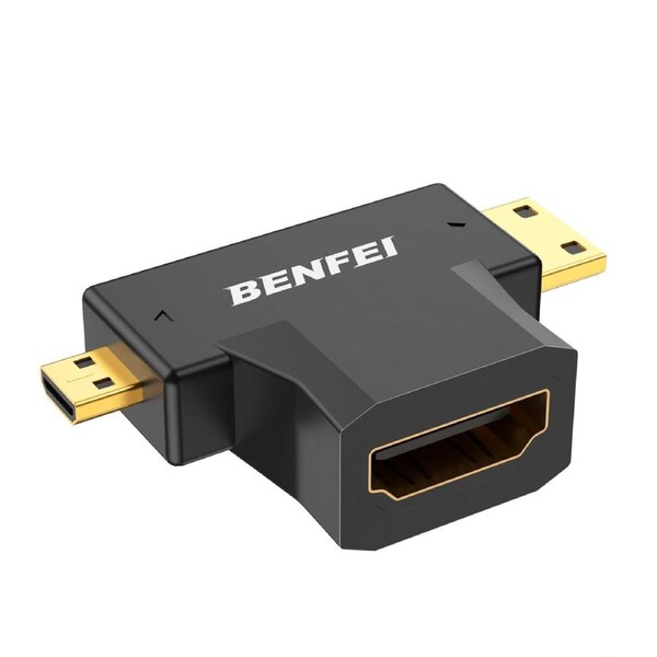 BENFEI 000434BK Micro HDMI + Mini HDMI male to HDMI female Adapter