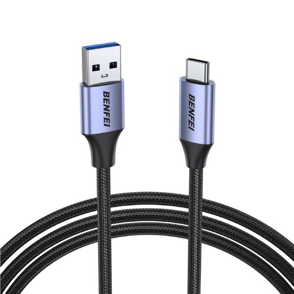BENFEI 000369GY-3M USB 3.0 to USB-C 5Gbps High-Speed Data Sync & 3A Charging Nylon Braided Cable 3M