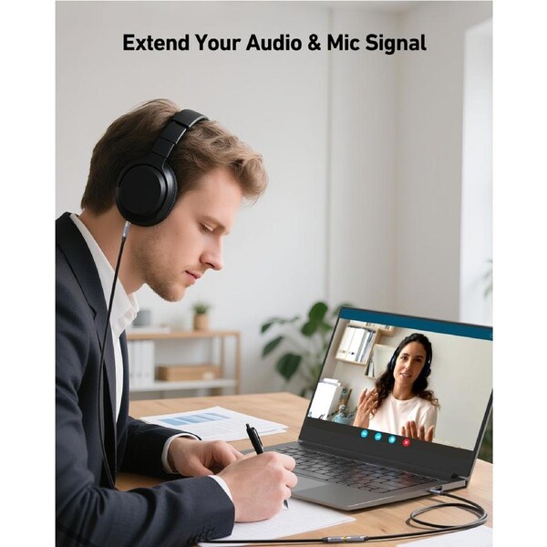 BENFEI 000421GY-10M 3.5mm Male to Female AUX Extension Cable, TRRS 4-Pole Stereo Audio Jack Cord for Headphones, Microphone, Smartphones, PC, Laptop, Speakers