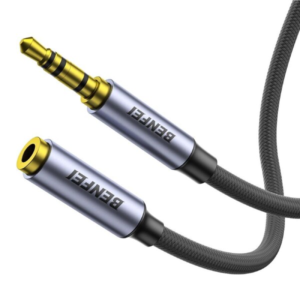 BENFEI 000421GY-1M 3.5mm Male to Female AUX Extension Cable, TRRS 4-Pole Stereo Audio Jack Cord for Headphones, Microphone, Smartphones, PC, Laptop, Speakers
