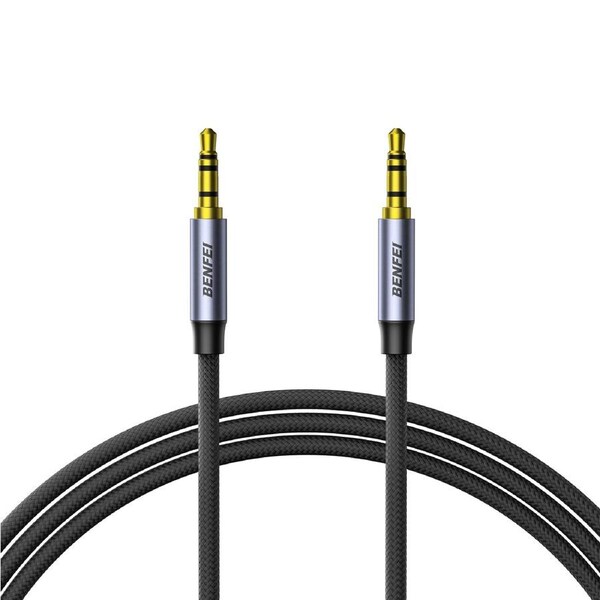 BENFEI 000427GY-5M 3.5mm TRRS Male to Male Audio Cable, 4-Pole Stereo Mic Aux Cable, Nylon Braided Headphone Jack Cord