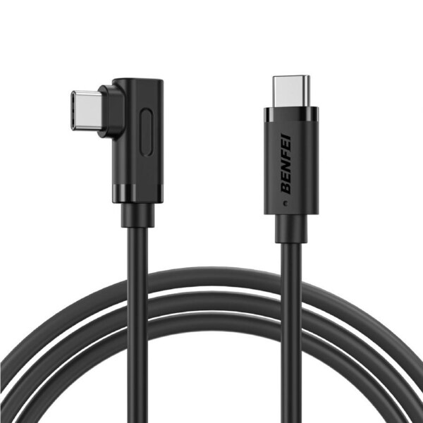 BENFEI 000428BK-3M USB-C to Right Angle USB-C Cable , 90? Angled USB-C 3A Fast Charging Cable Data Sync, Durable PVC Black 3M