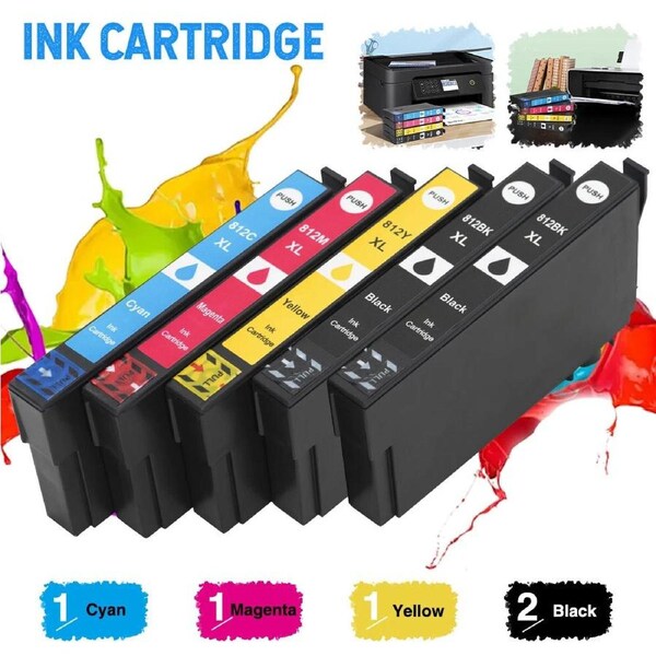 5PCS Compatible 812XL 812 XL Ink Cartridge For EPSON WF7830 WF7840 WF4830 WF3820