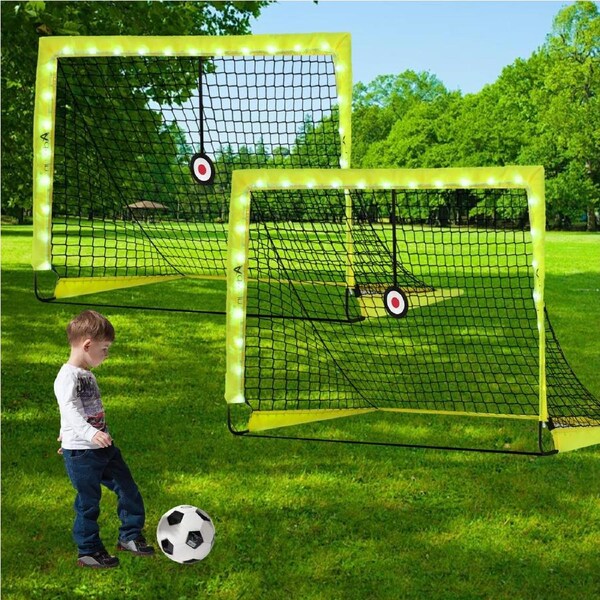 ADVWIN Portable Soccer Goal 1.8M Wide, Light Up Soccer Net for Backyard Kids, Junior, Adults, with Carry Bag, 2 Pack