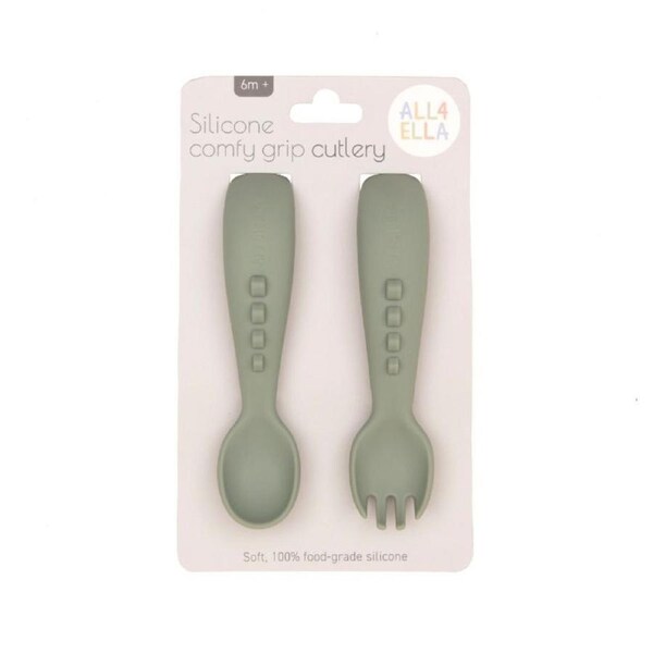 Olive Silicone Cutlery Set