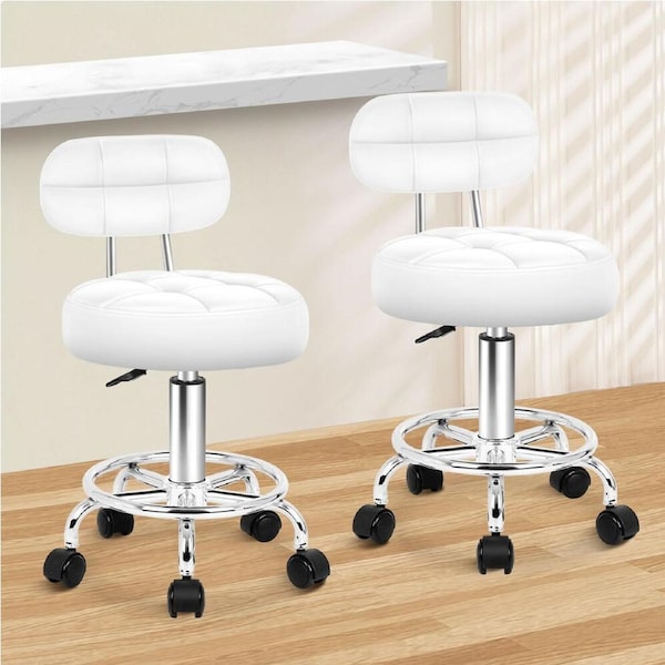 ALFORDSON 2x Salon Stool Backrest Swivel Barber Hair Dress Chair Riley White