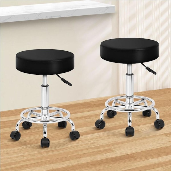 ALFORDSON 2x Salon Stool Round Swivel Barber Hair Dress Chair Gas Lift Black