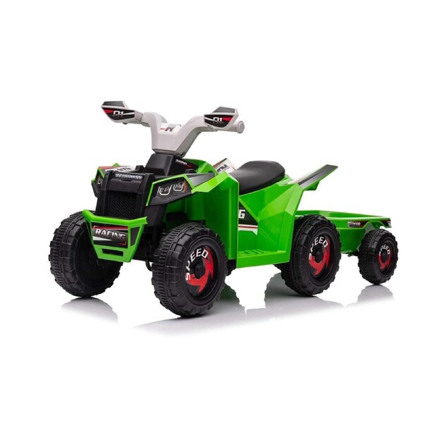 6V Kids Electric Ride On ATV Quad with Trailer - Green