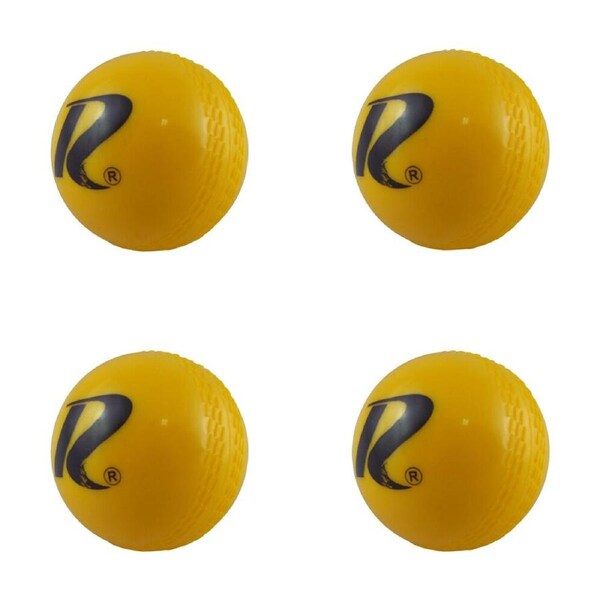 4PK Regent PVC Cricket Soft Swing Ball Indoor/Outdoor Practice Game Yellow