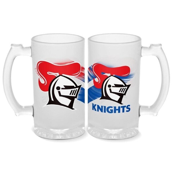 NRL Frosted Stein Glass - Newcastle Knights - 500ml - Drink Cup Mug