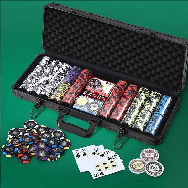 Poker Chip Set 500PC 14g Chips TEXAS HOLD'EM Casino Gambling Party Game Dice Cards