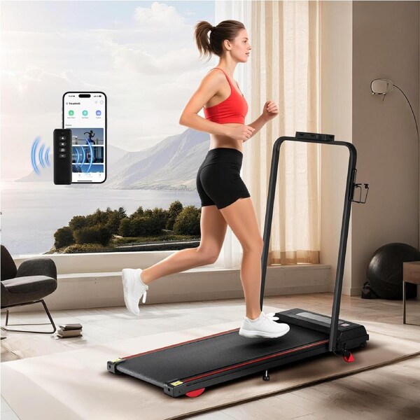 12KM/H Walking Pad Treadmill Under Desk Home Office Exercise Walking Machine 120KG Capacity Remote Control Foldable Black
