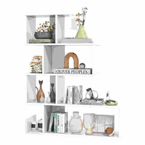 Costway 5-Tier S-Shaped Bookshelf Z-Shelf Bookcase w/Open Cubes Modern Decorative Display Shelf Storage Rack