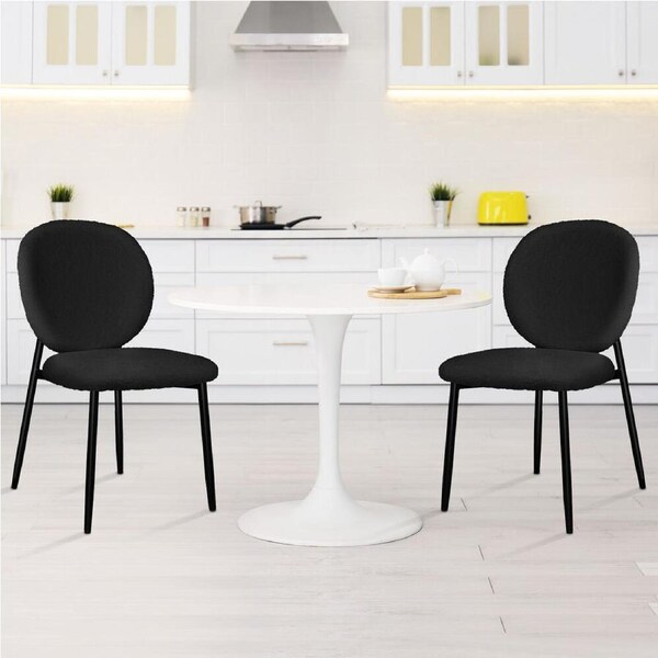 ALFORDSON 2x Dining Chairs Sherpa Black
